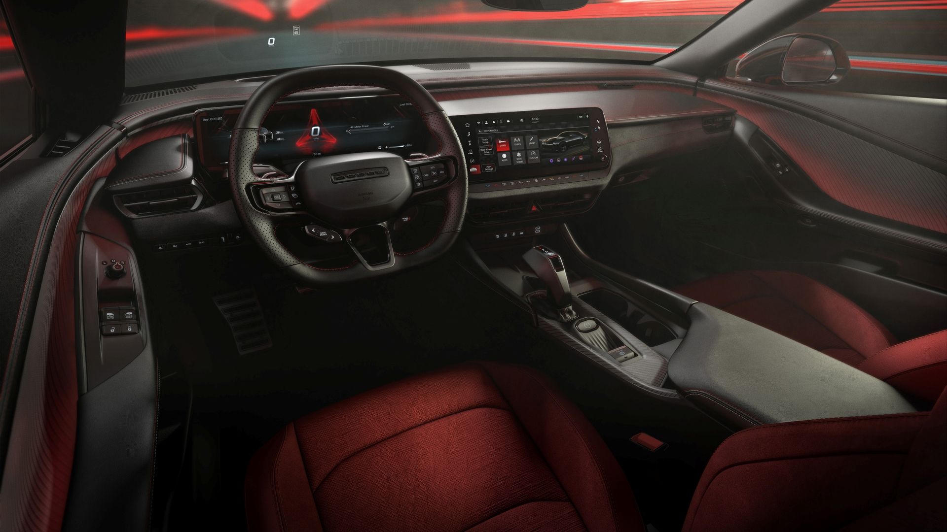 Foto do interior do cockpit do Dodge Daytona EV