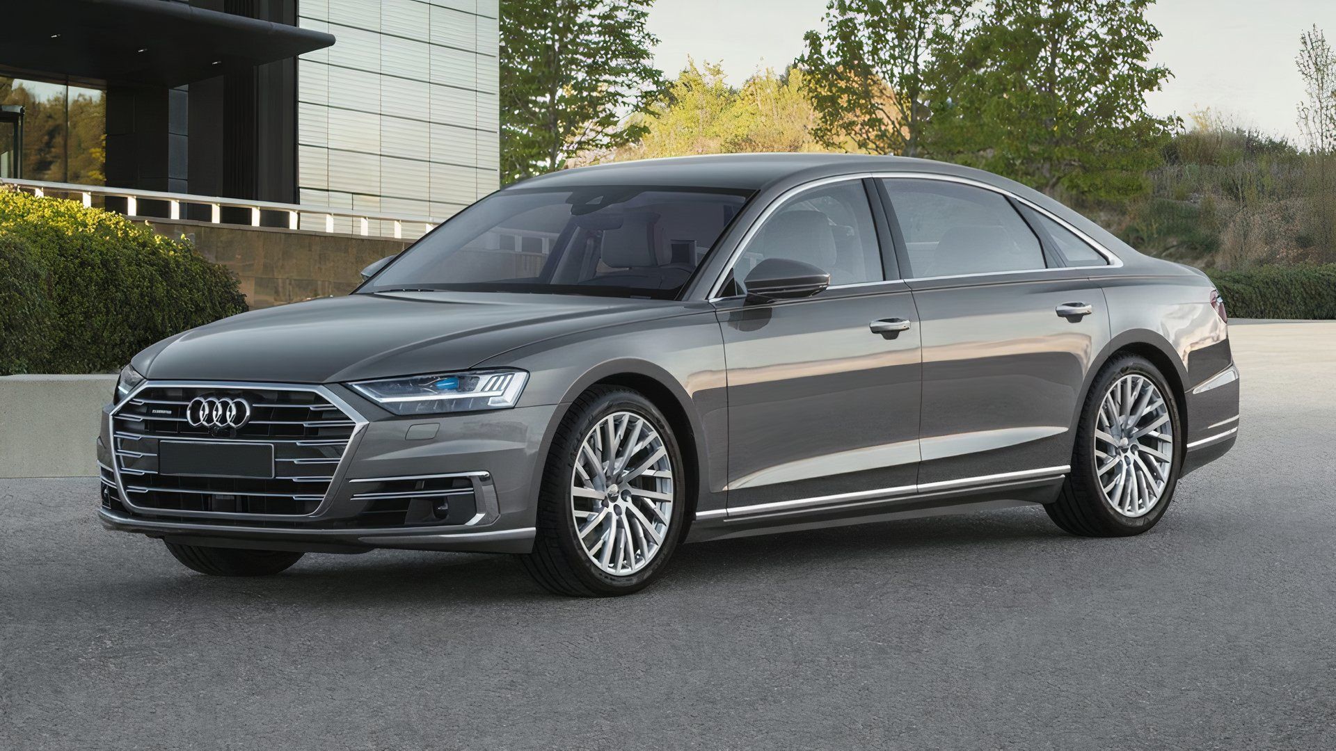 Front 3/4 shot of a 2021 Audi A8