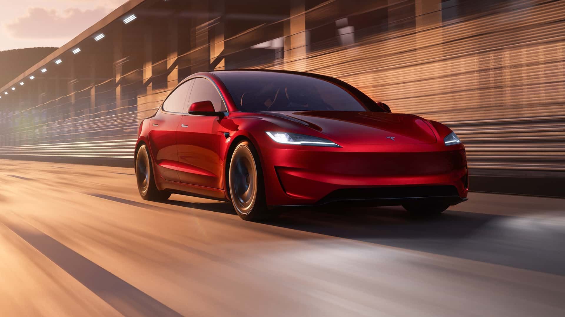 red Tesla Model 3