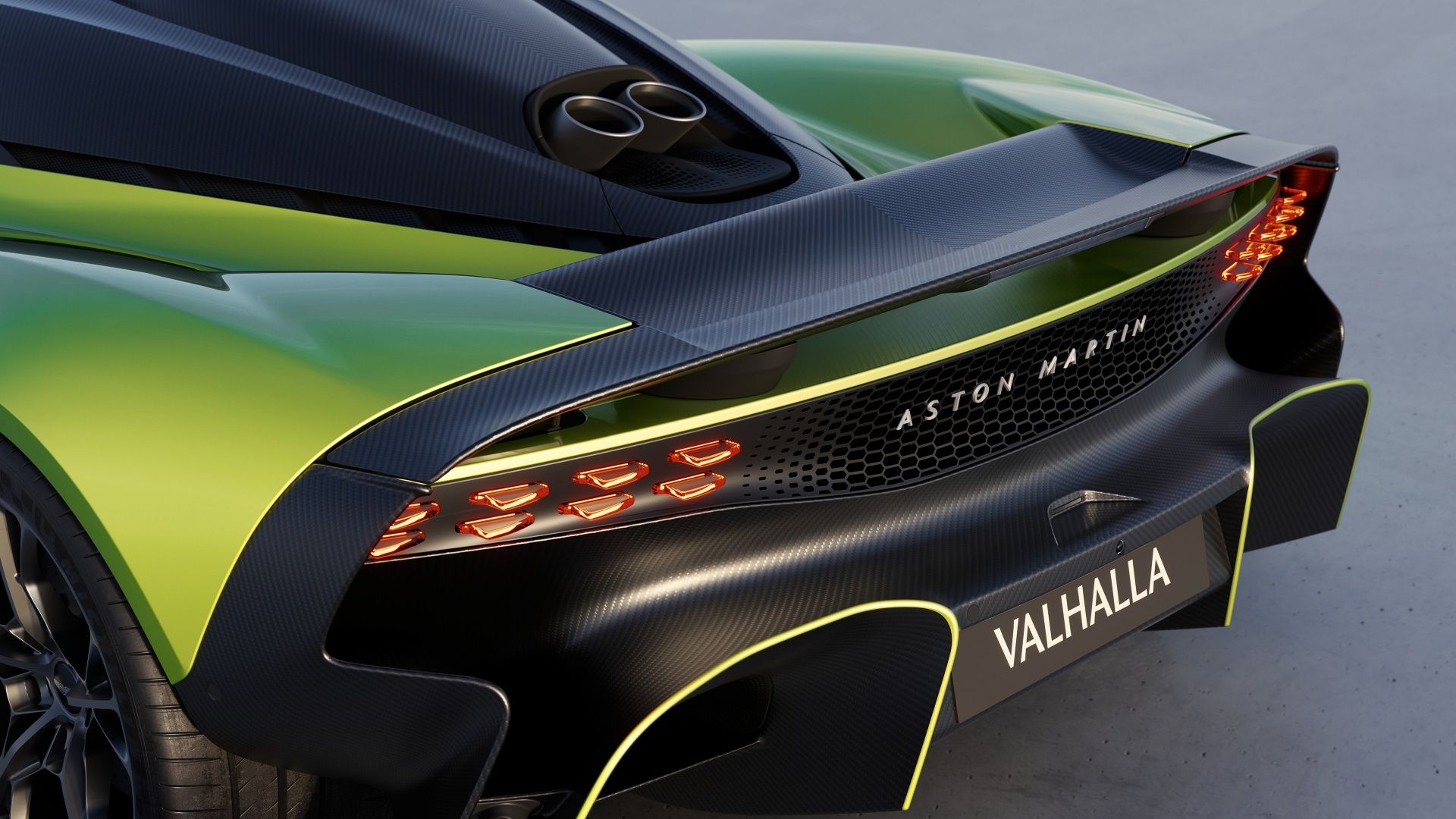 Detalhe traseiro do Aston Martin Valhalla