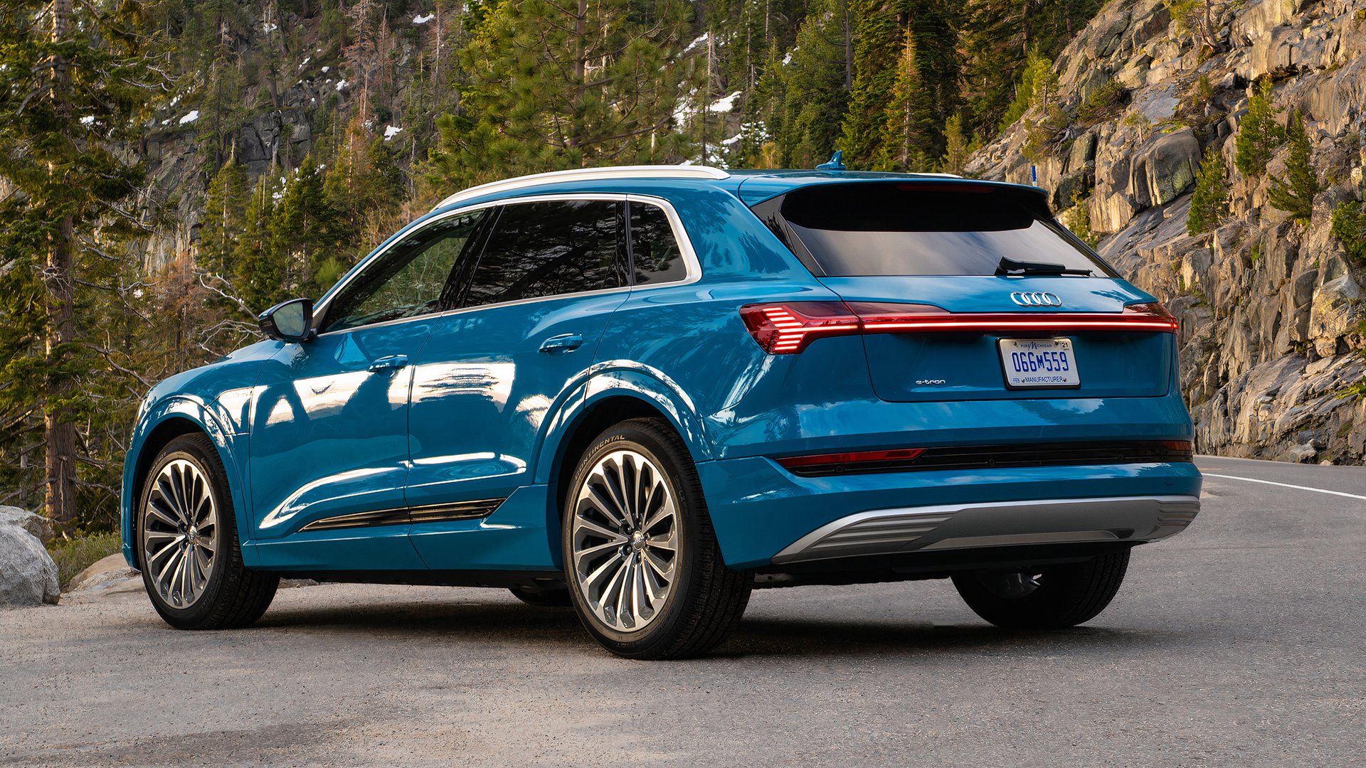 blue 2019 Audi e-tron