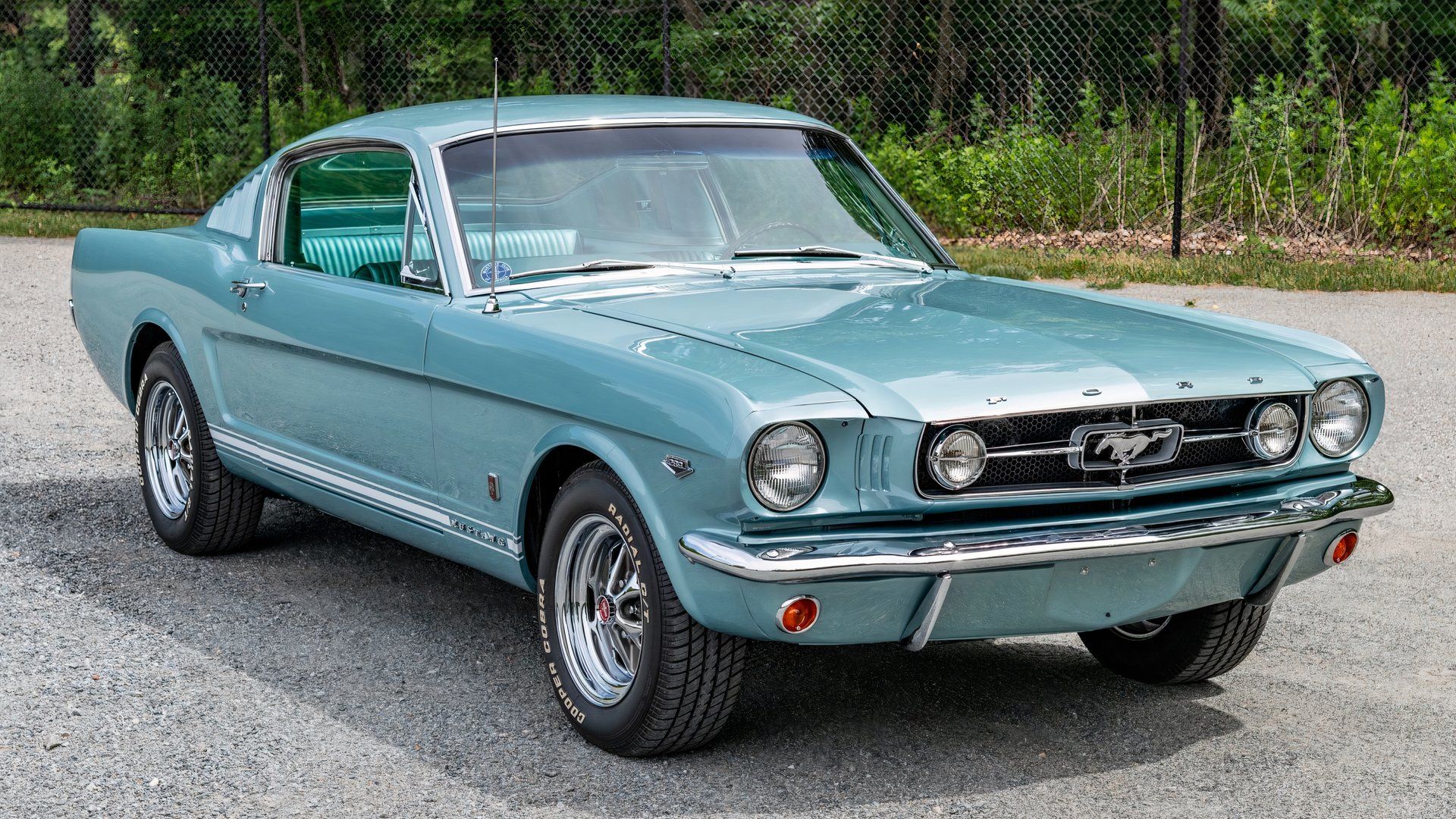 3/4 front view of 1965 Ford Mustang