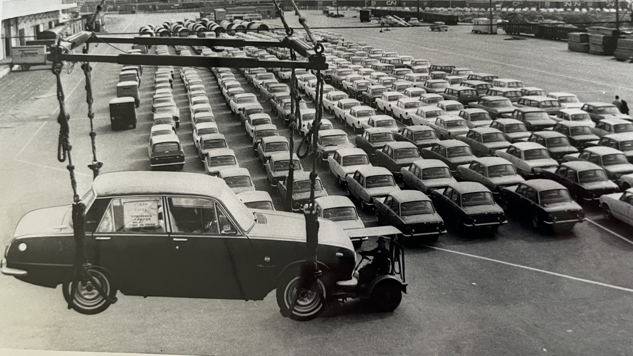 Toyotas Being Loaded Off Ship In 1964