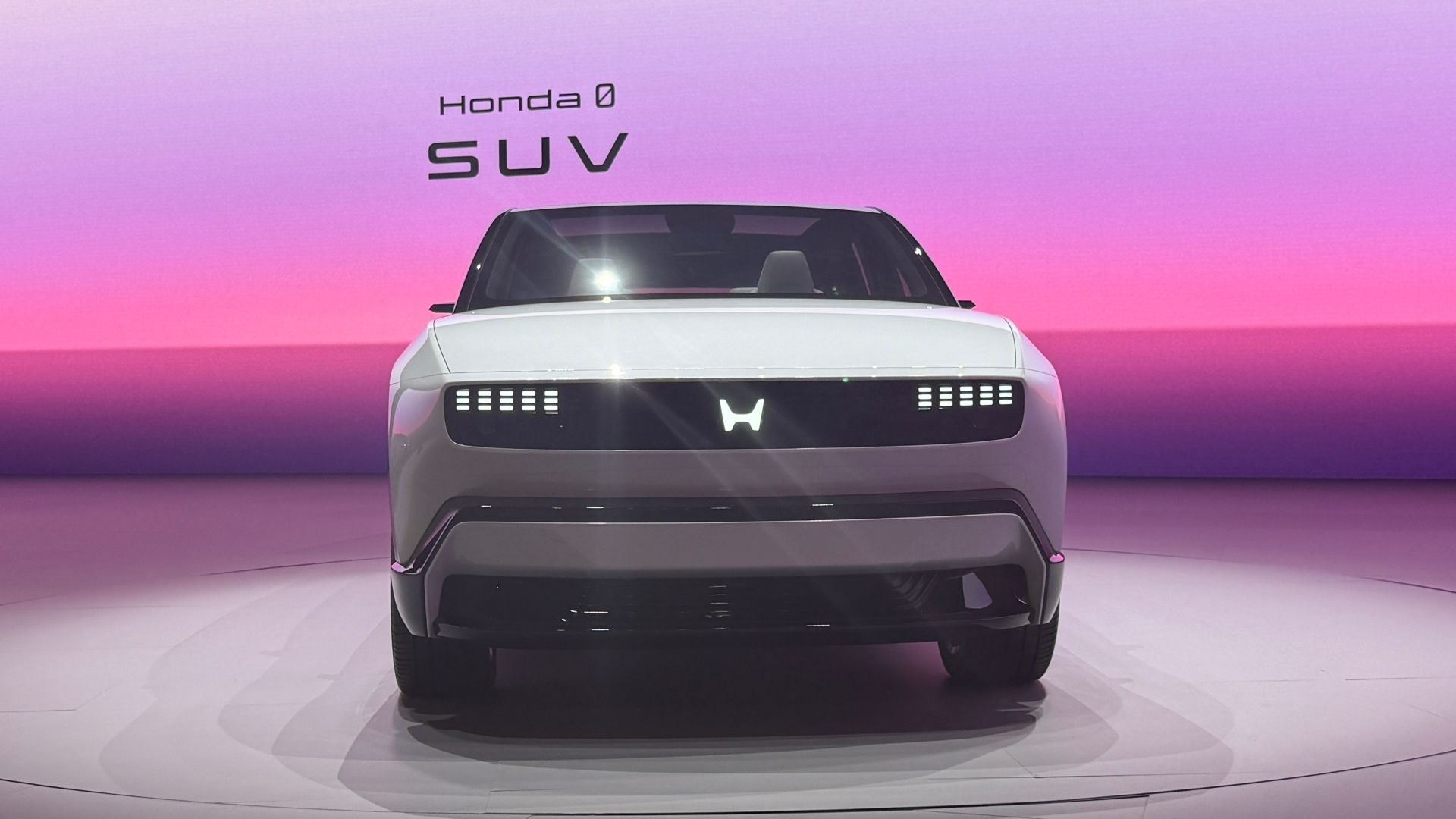 Front photo of Honda 0 series SUV on stage on CES