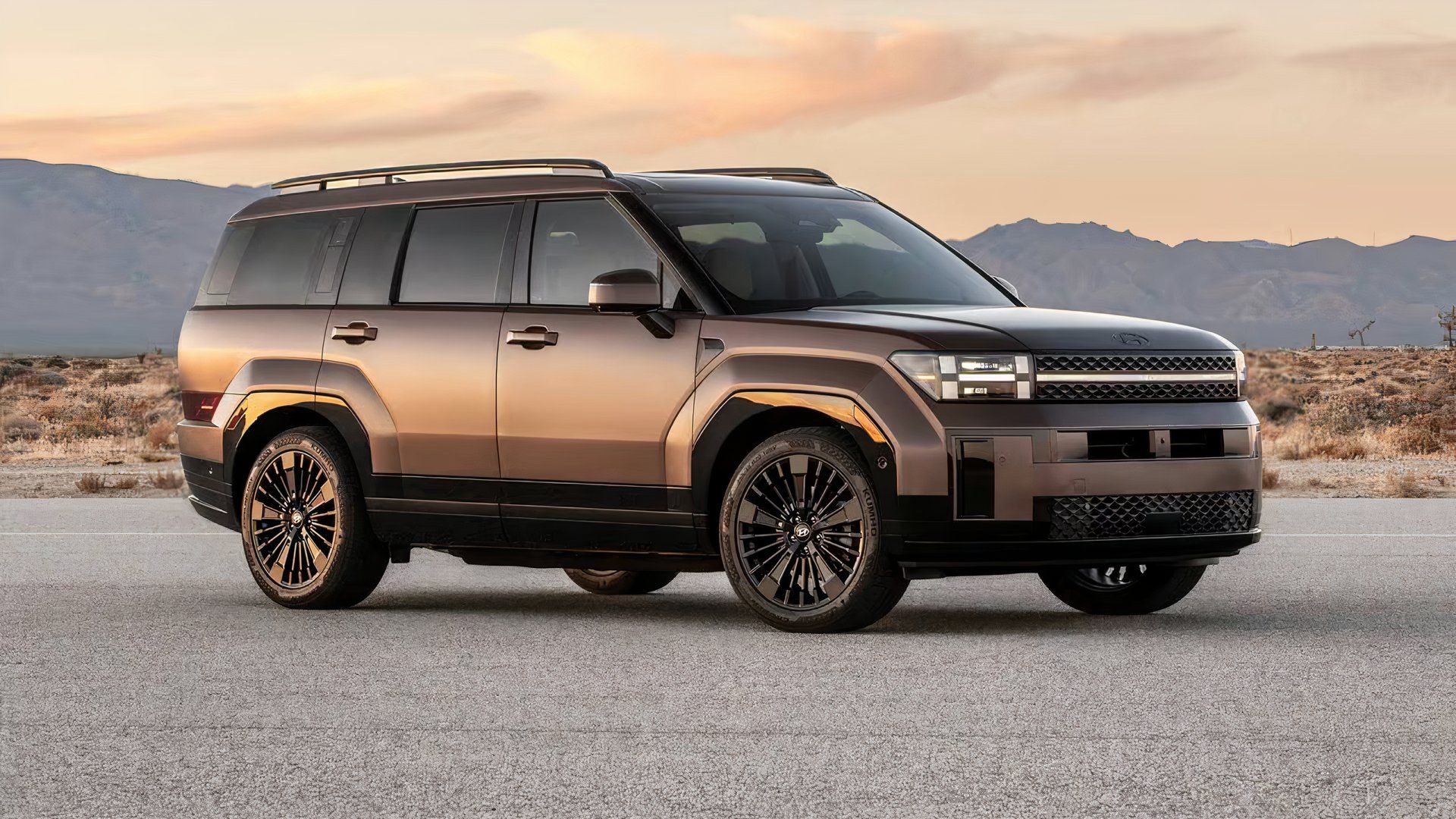 2025 Hyundai Santa Fe Calligraphy parked in desert