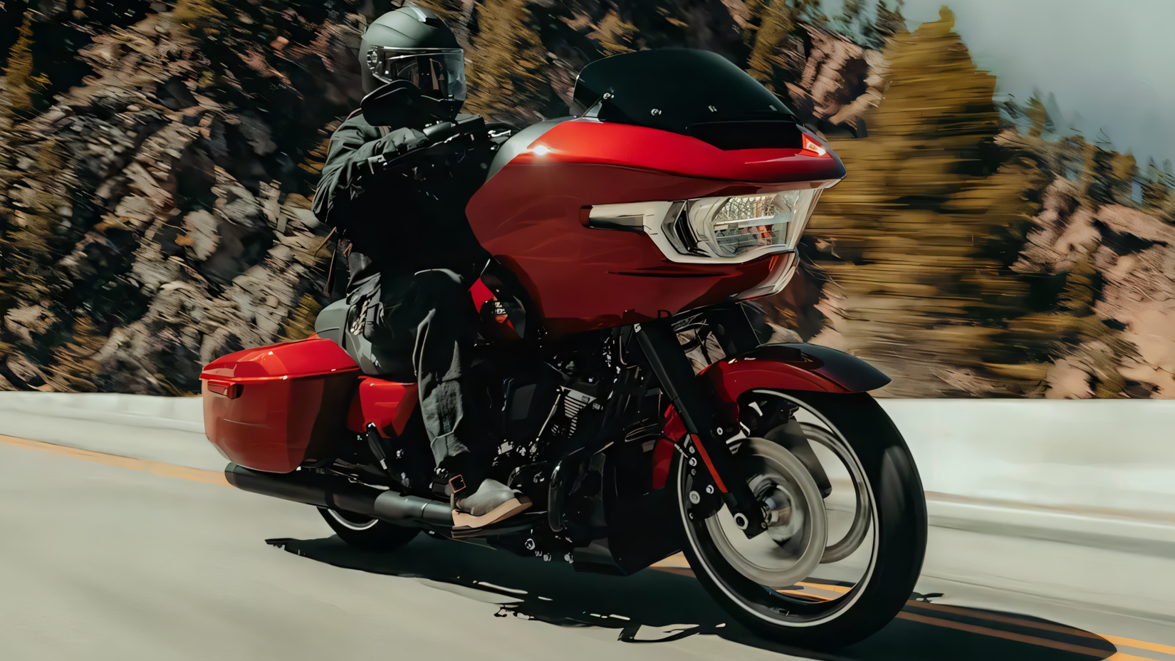 2025 Harley-Davidson Road Glide in red front third quarter view