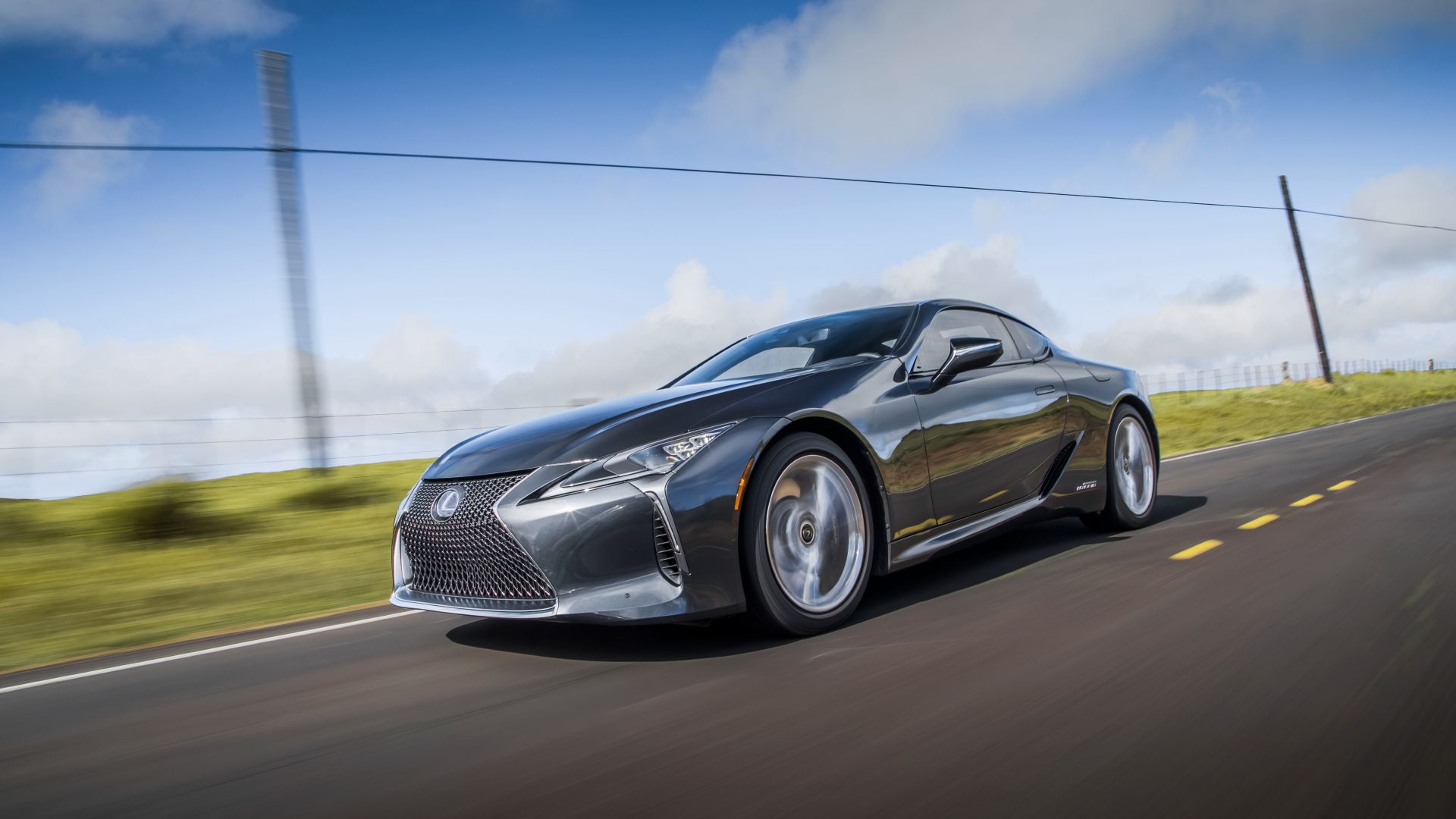 2020 LC 500h Exterior Shot Driving Down Road