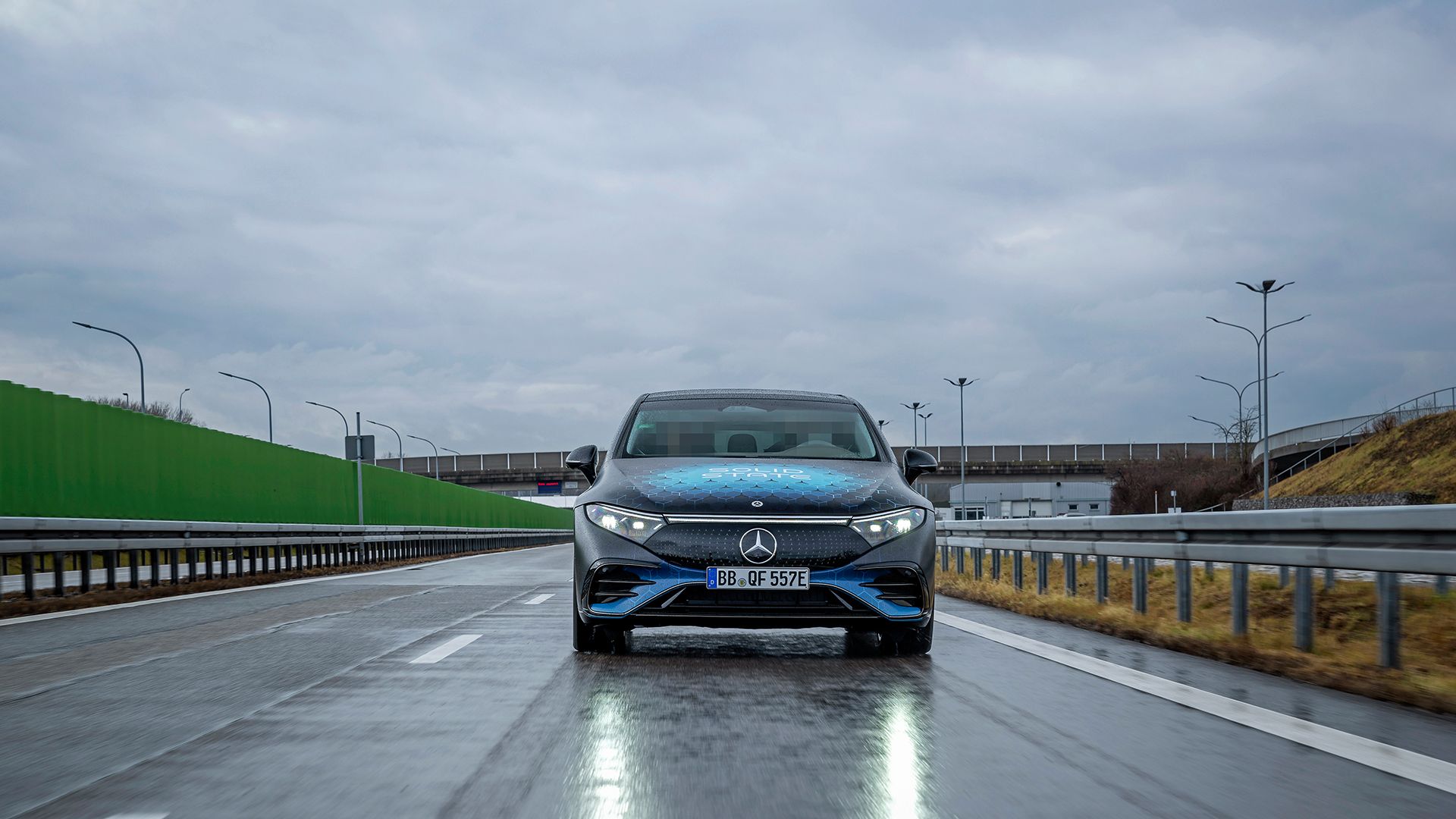 A Mercedes-Benz EQS with solid-state batteries undergoing tests