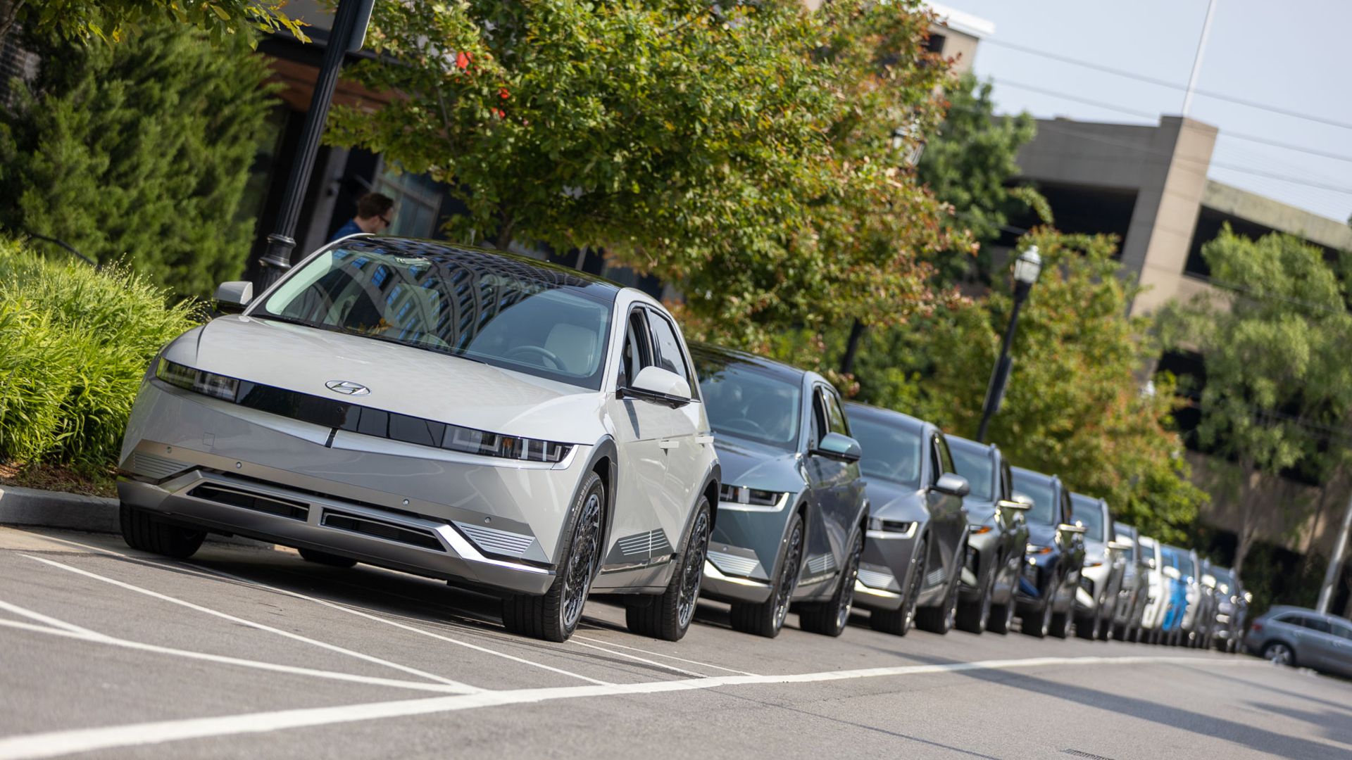 2022 Ioniq 5 Exterior Parked On The Side With Several Models In Lineup