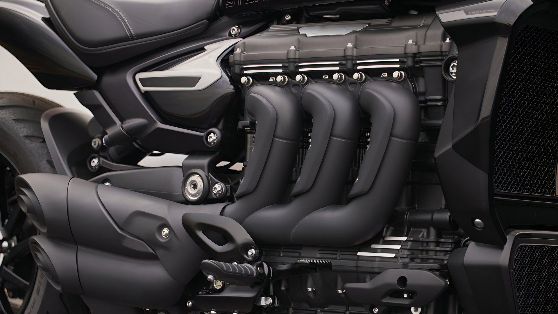 Biggest Triumph motorcycle engine today close-up shot
