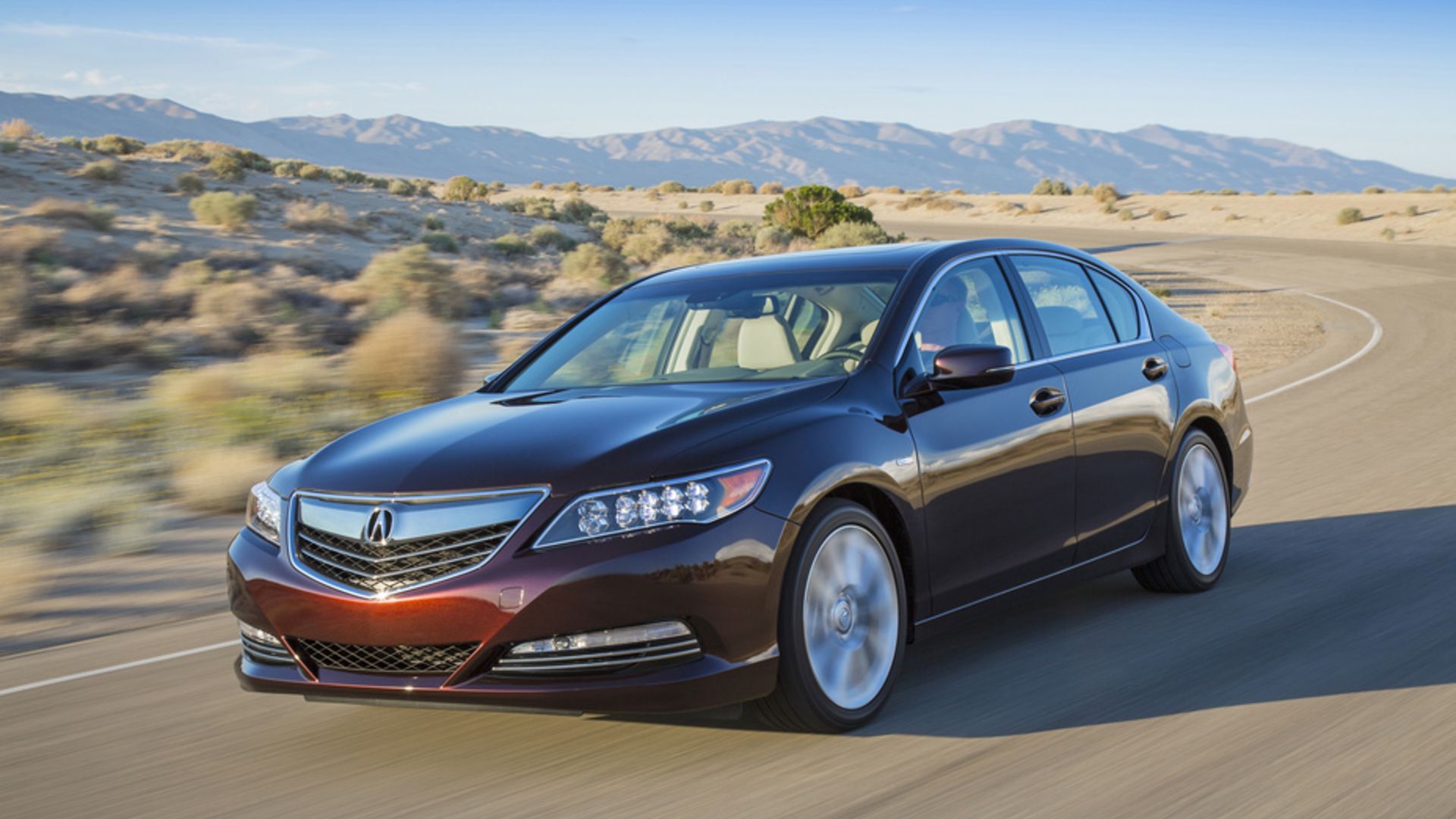 2014 Acura RLX Sport Hybrid Exterior Driving Down Road