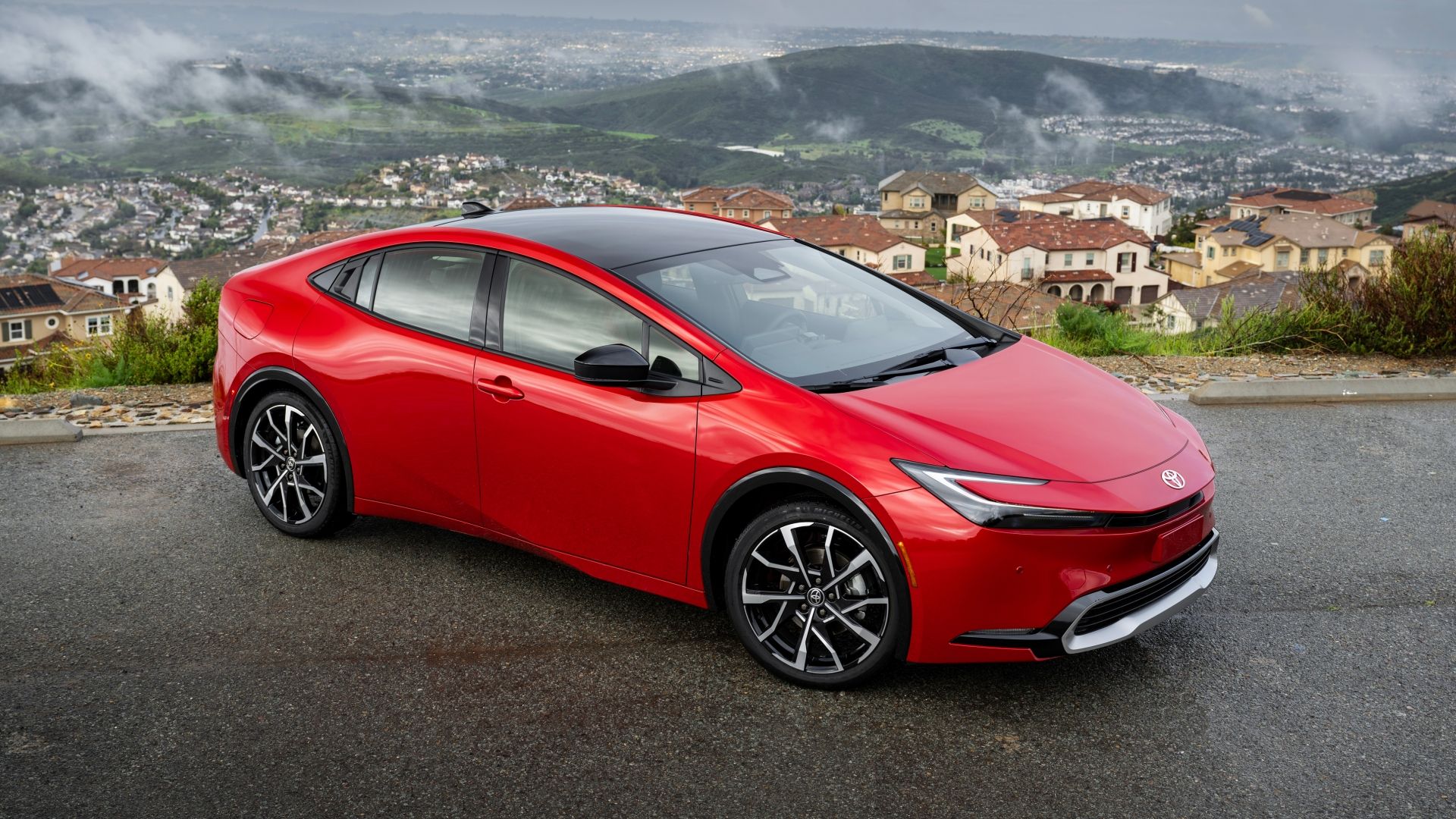 2025 Toyota Prius Plug-In Hybrid Red Front Three-Quarter