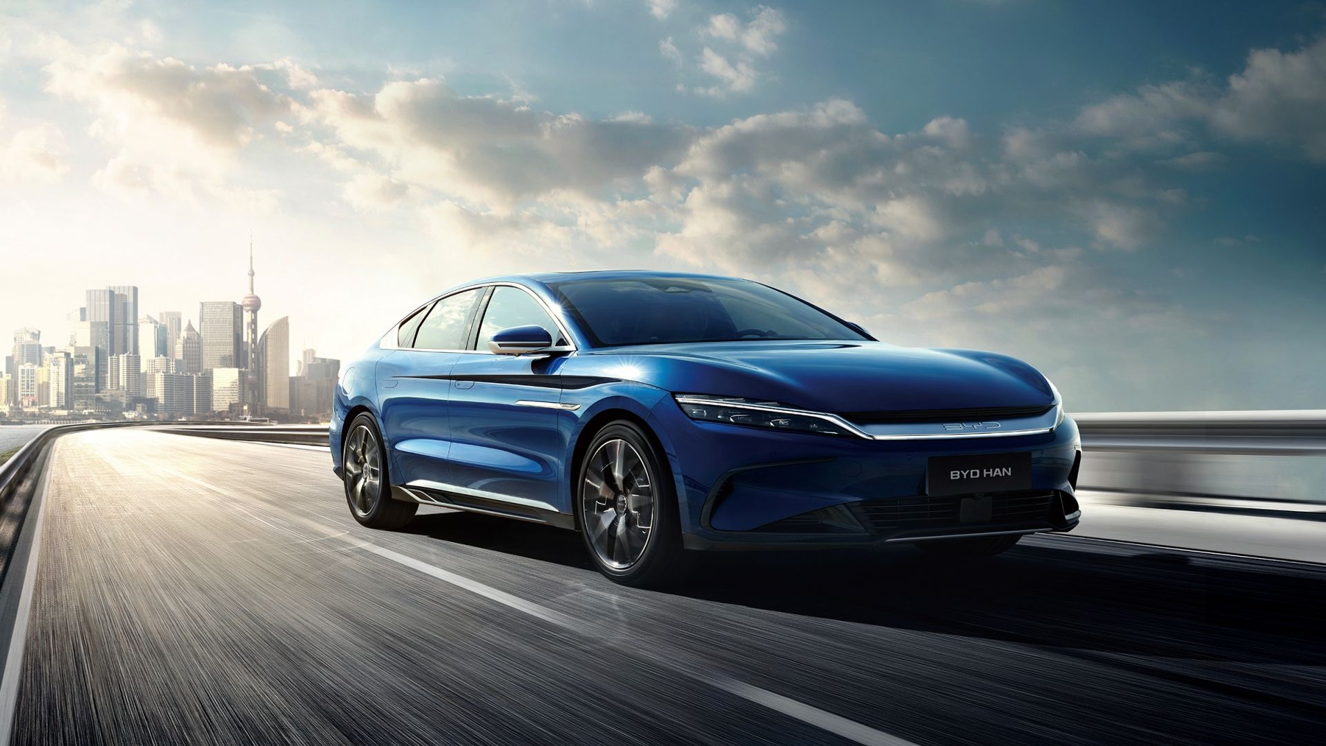 BYD Han Sedan Driving Front Three-Quarter