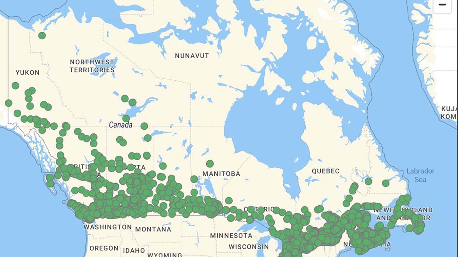 Canadian EV Charging Infrastructure Map