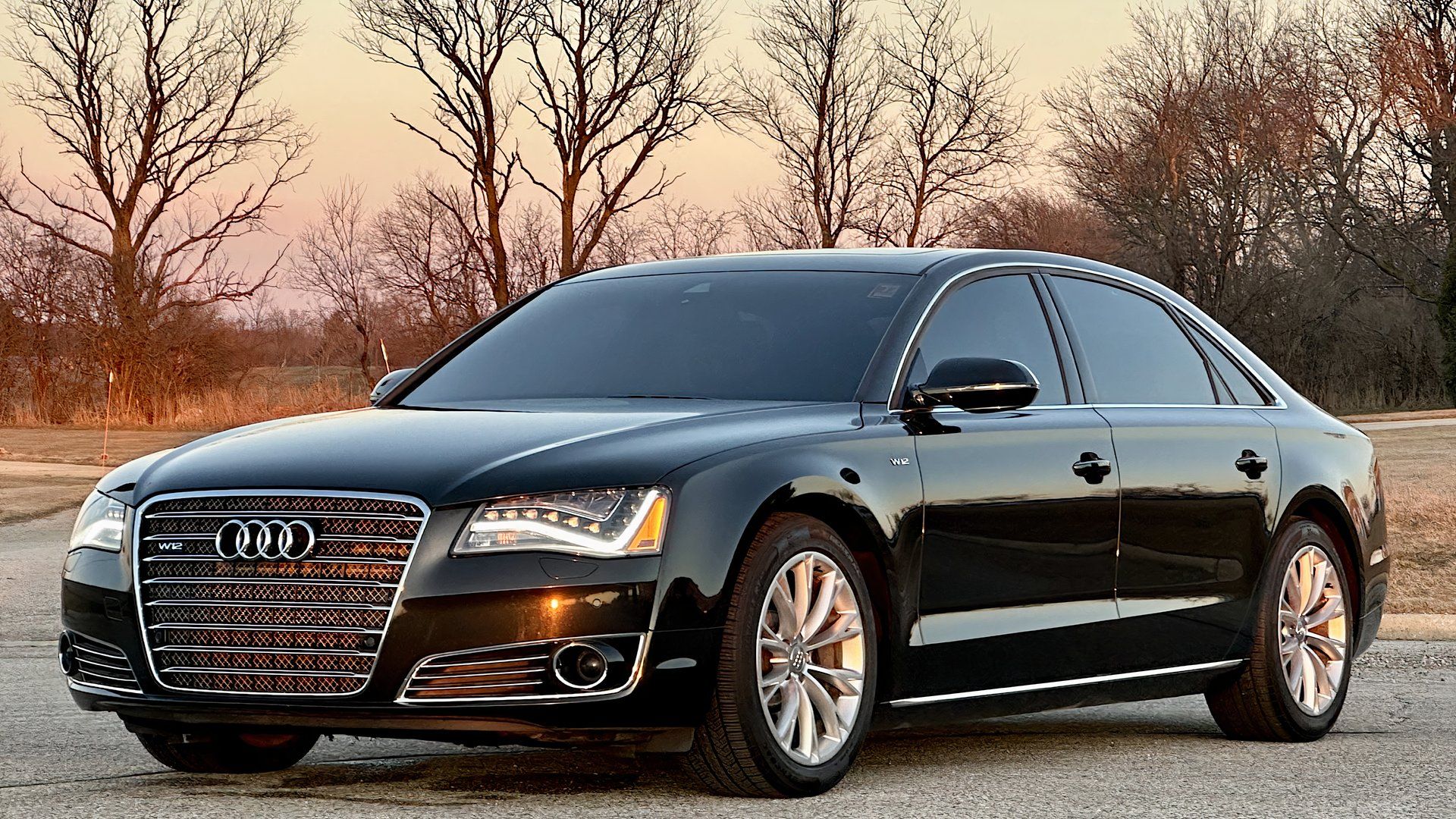 2012 Audi A8L W12 in black parked