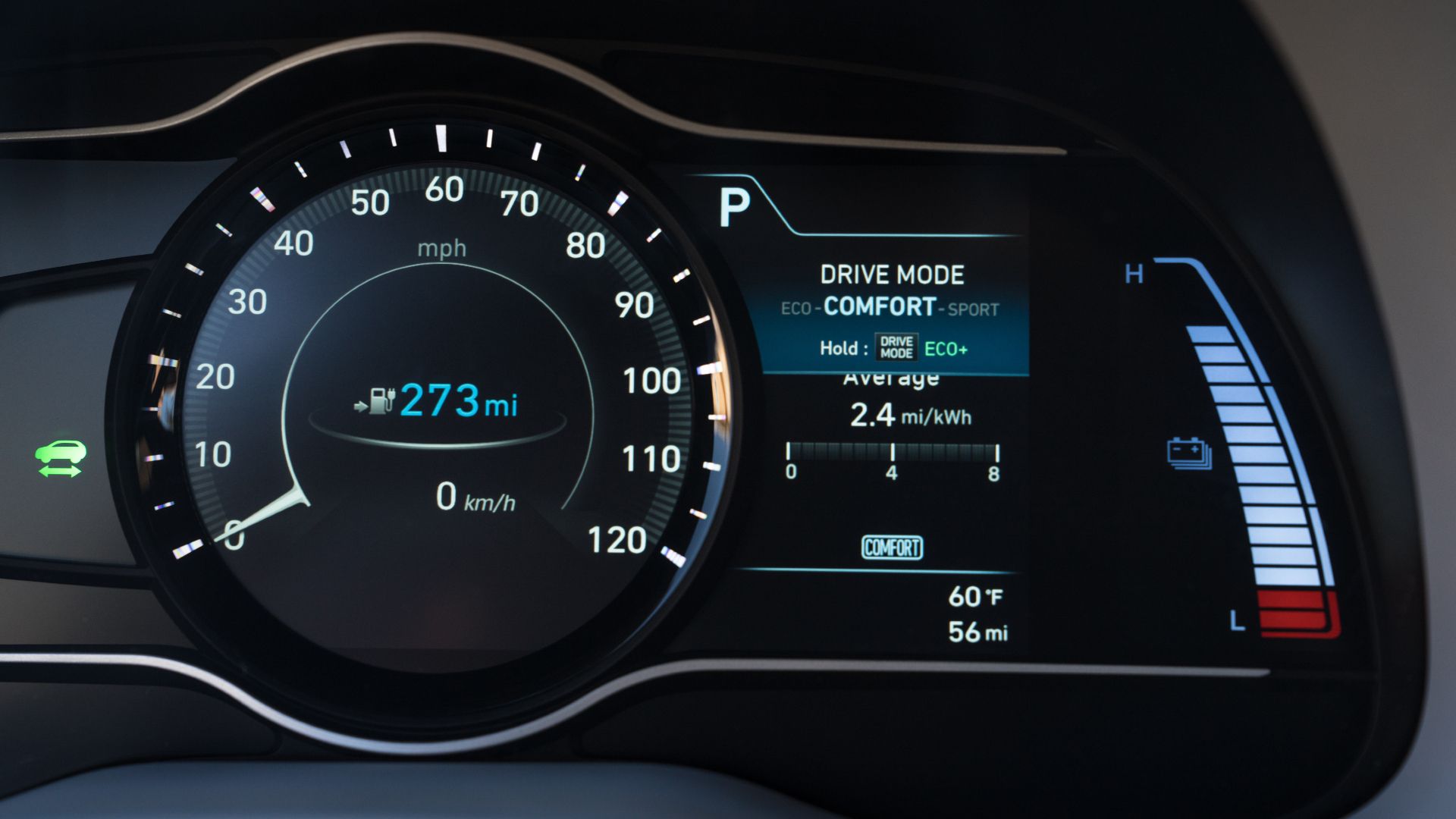 2020 Hyundai Kona Electric Technology Speedometer