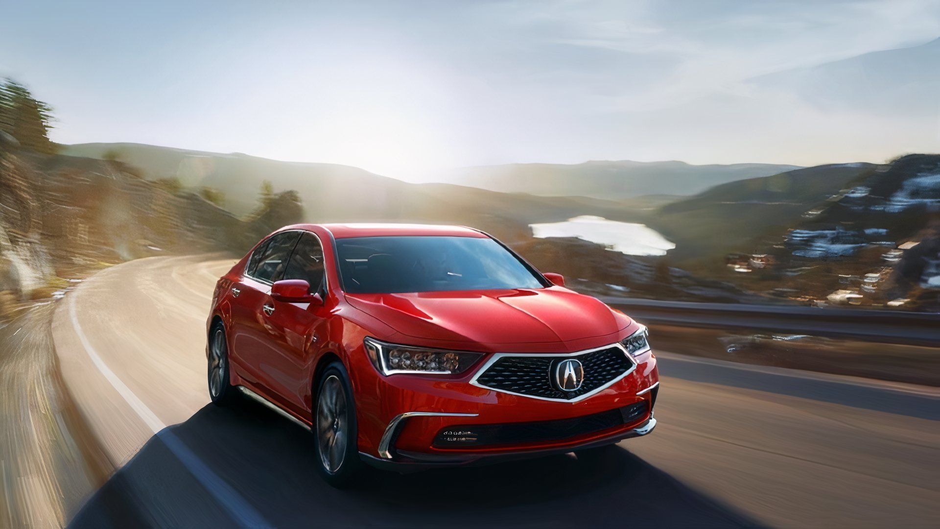 Front action shot of a 2018 Acura RLX Sport Hybrid