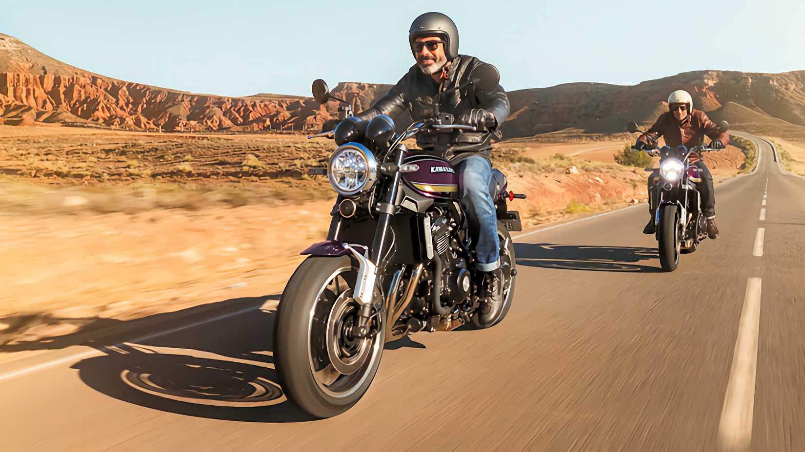 Riders on 2025 Kawasaki Z900RS motorcycles