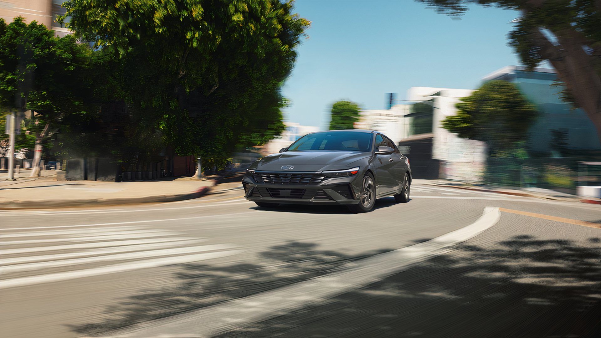 2025 Hyundai Elantra Hybrid Driving Front Three-Quarter