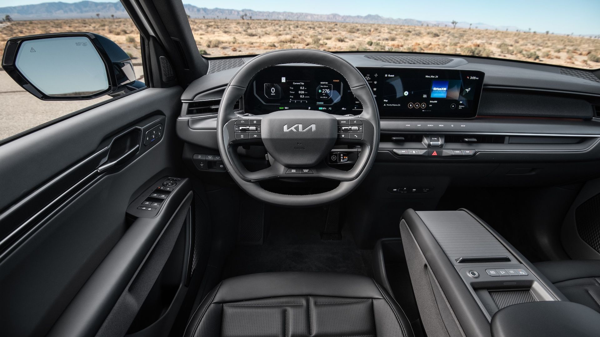 Kia EV9 steering wheel and dashboard