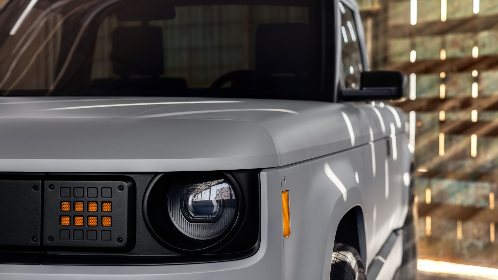 Headlight detail image of Slate Auto electric pickup truck