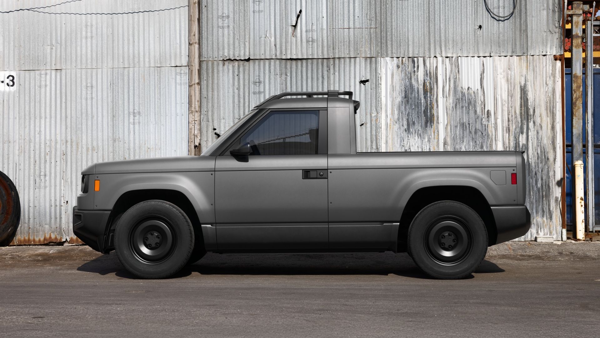 Static side profile photo of the Slate Auto electric pickup truck