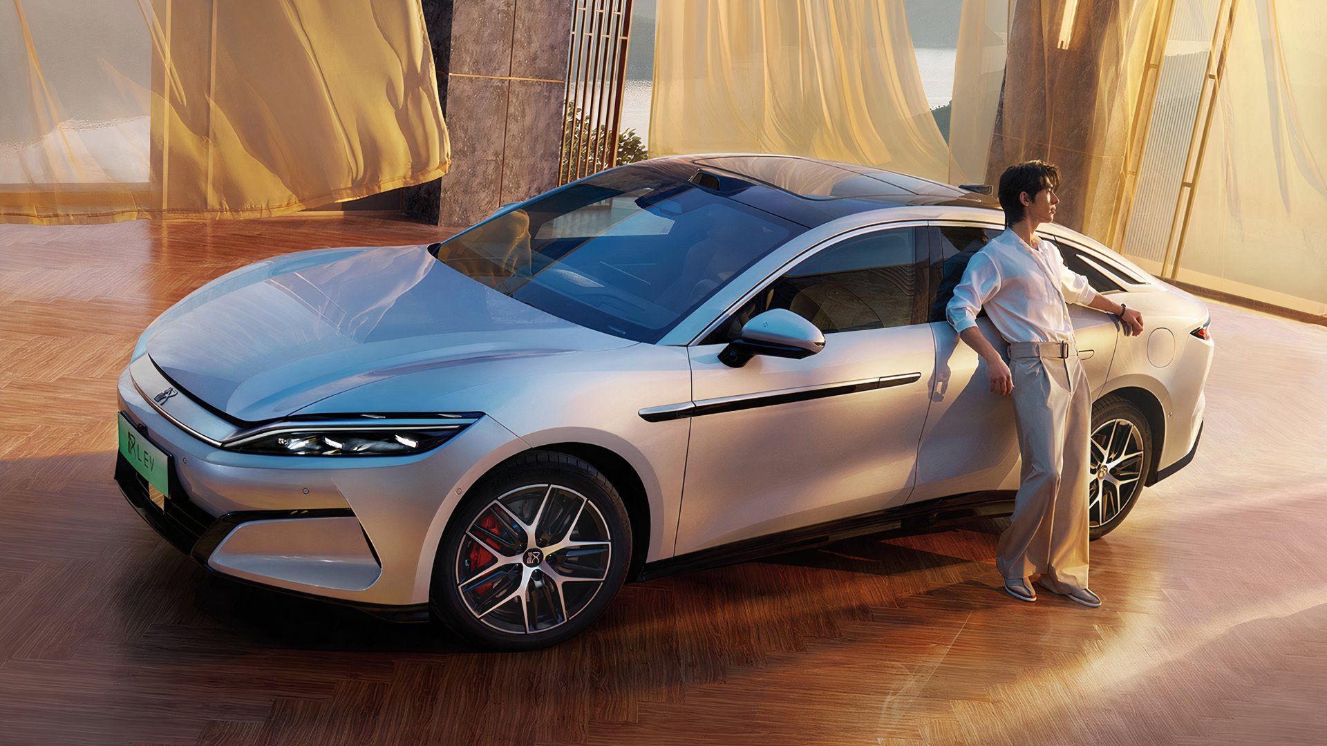 BYD Han L EV Side Person Standing