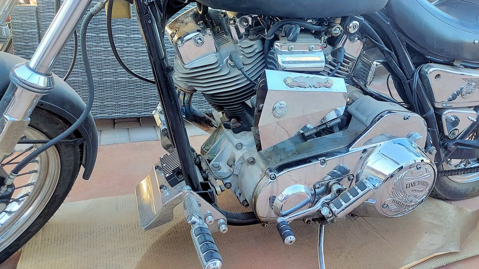 1983 Harley-Davidson FXR Super Glide II engine close-up detail