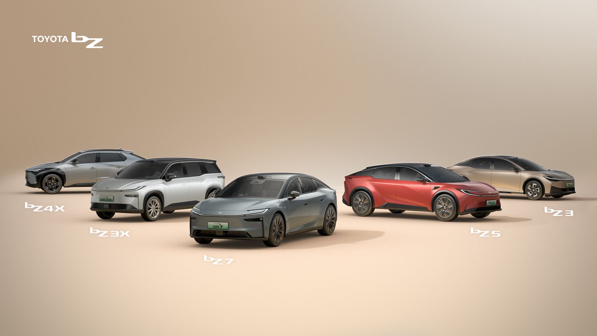 A group photo of Toyota's bZ range