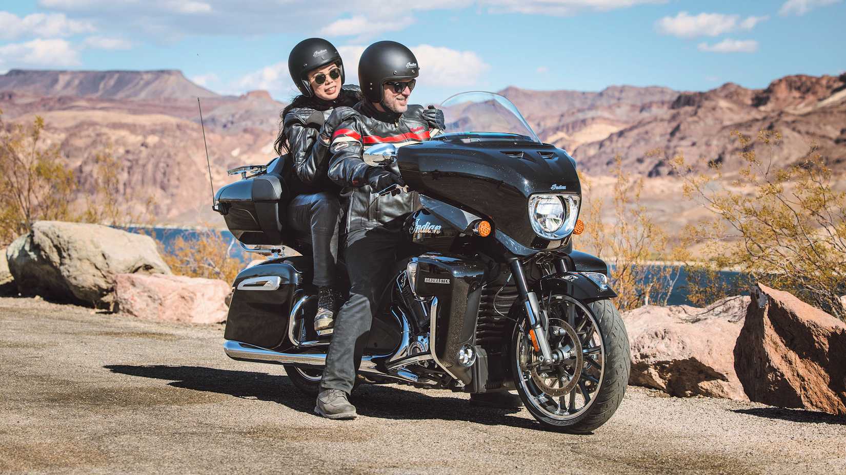 Passenger and rider sitting on a 2025 Indian Roadmaster PowerPlus Limited