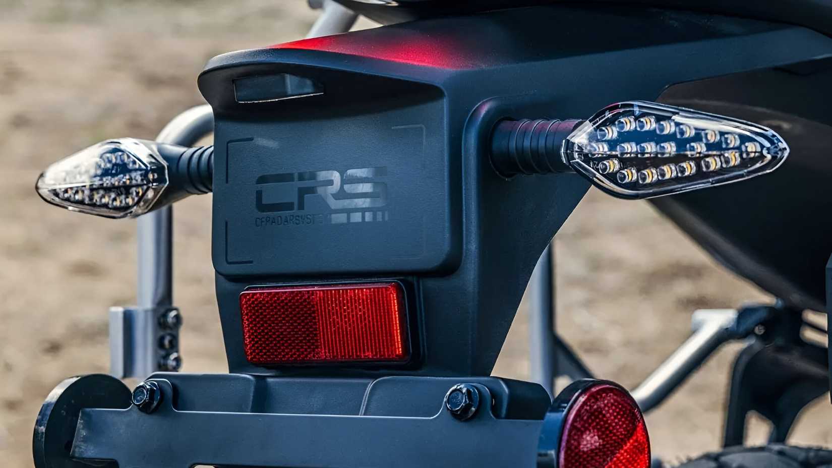 2025 CFMoto Ibex 800 E rear radar technology close-up shot