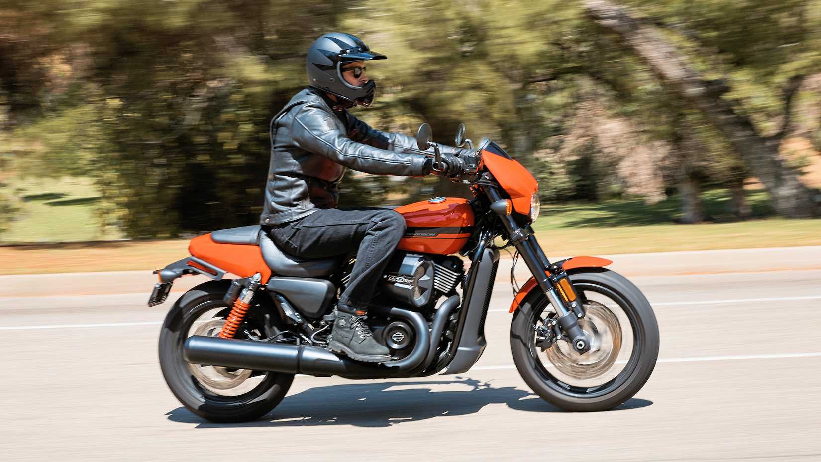 Rider on a Harley-Davidson Street Rod from 2020