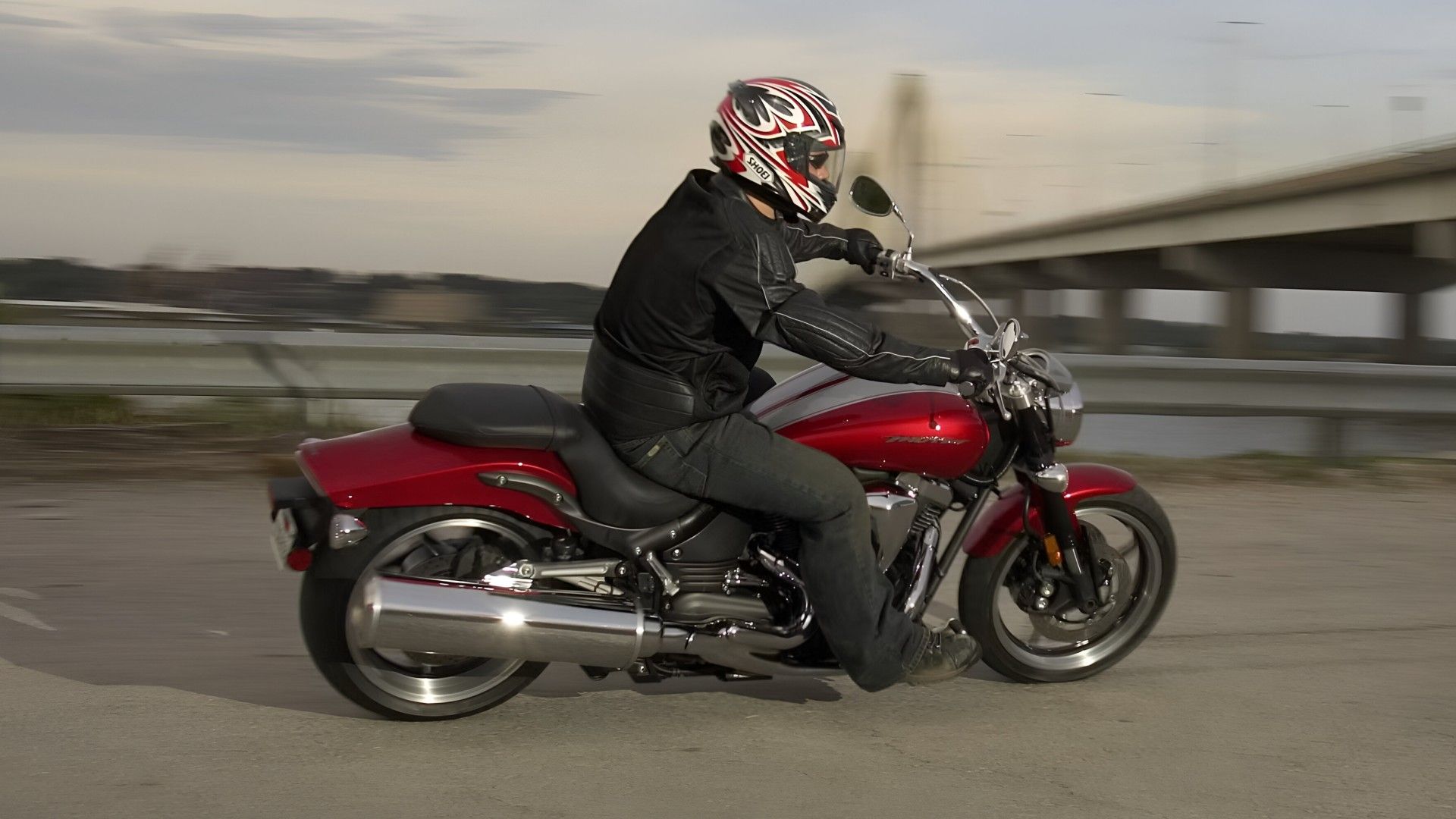2006 Yamaha Road Star Warrior Cornering Side Profile View