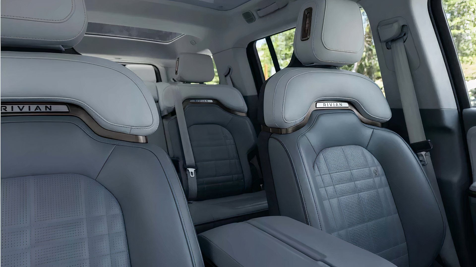 The interior of a 2026 Rivian R1S Quad