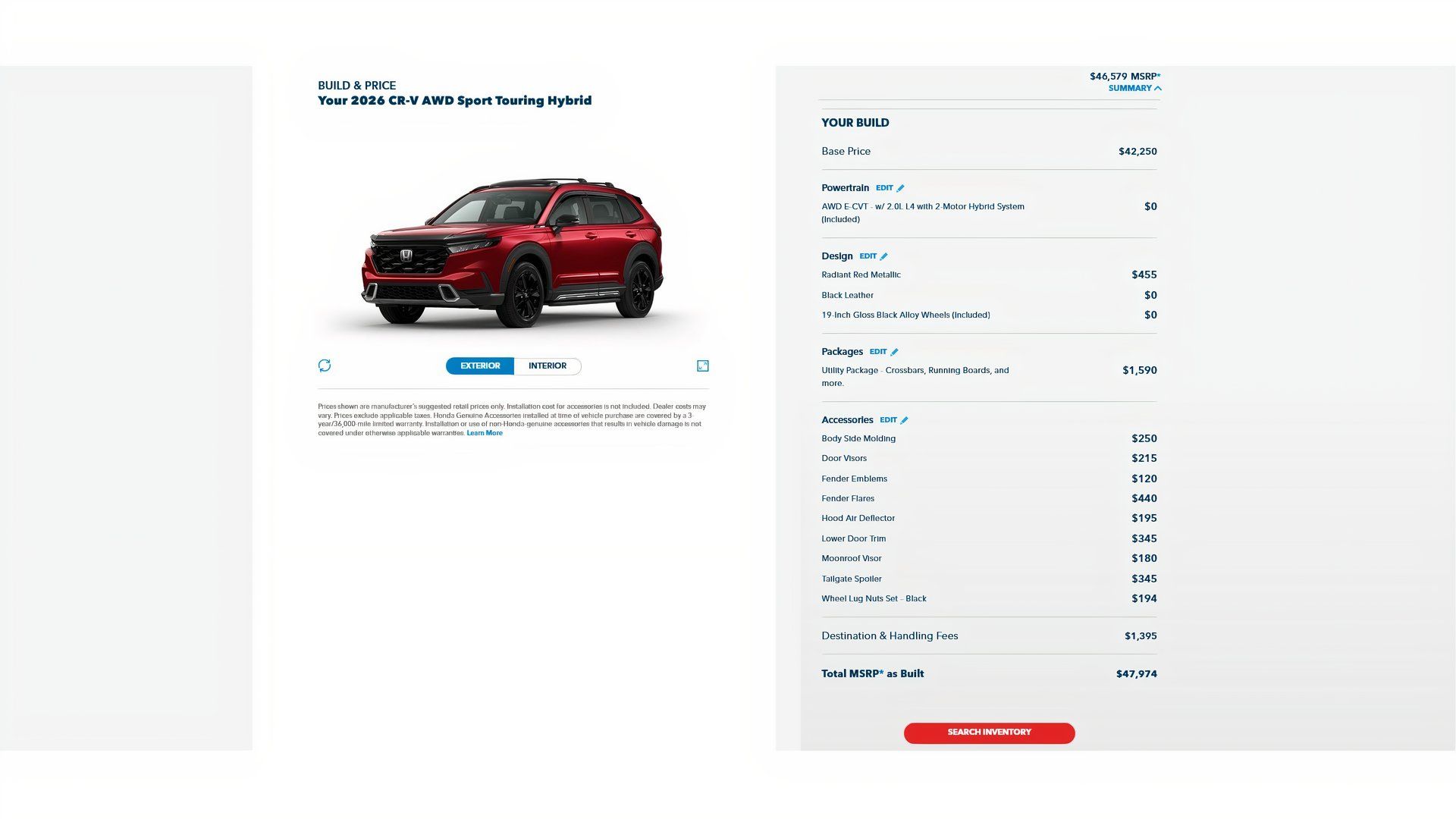 Honda CR-V Hybrid Sport Touring configurator