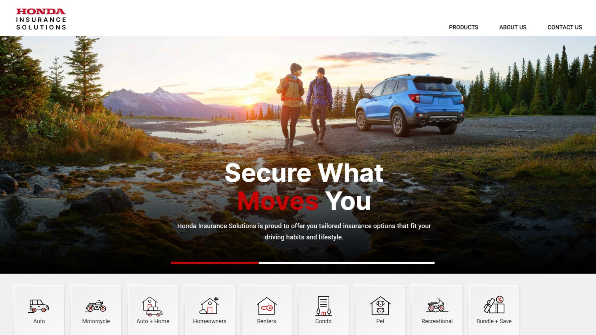 Honda Insurance Solutions.com homepage 
