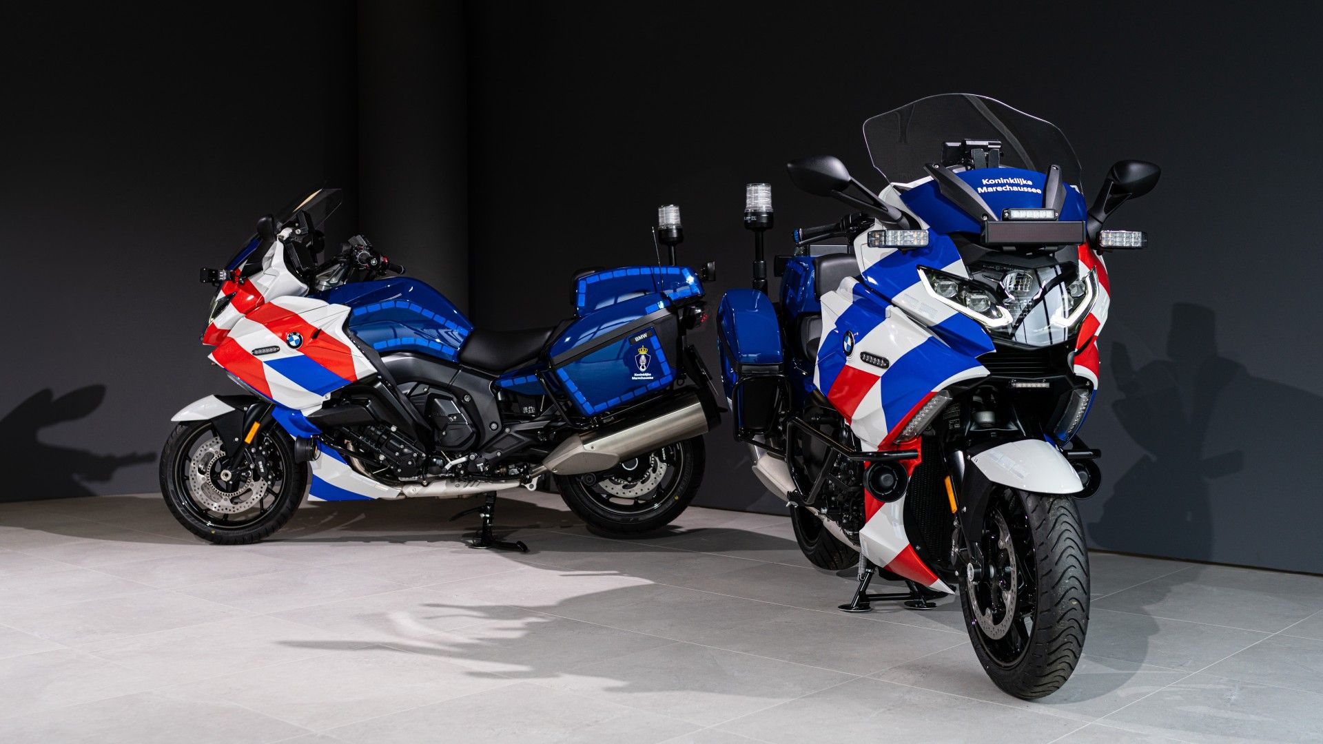 BMW K 1600 GT-based police bike adapted design for and side view