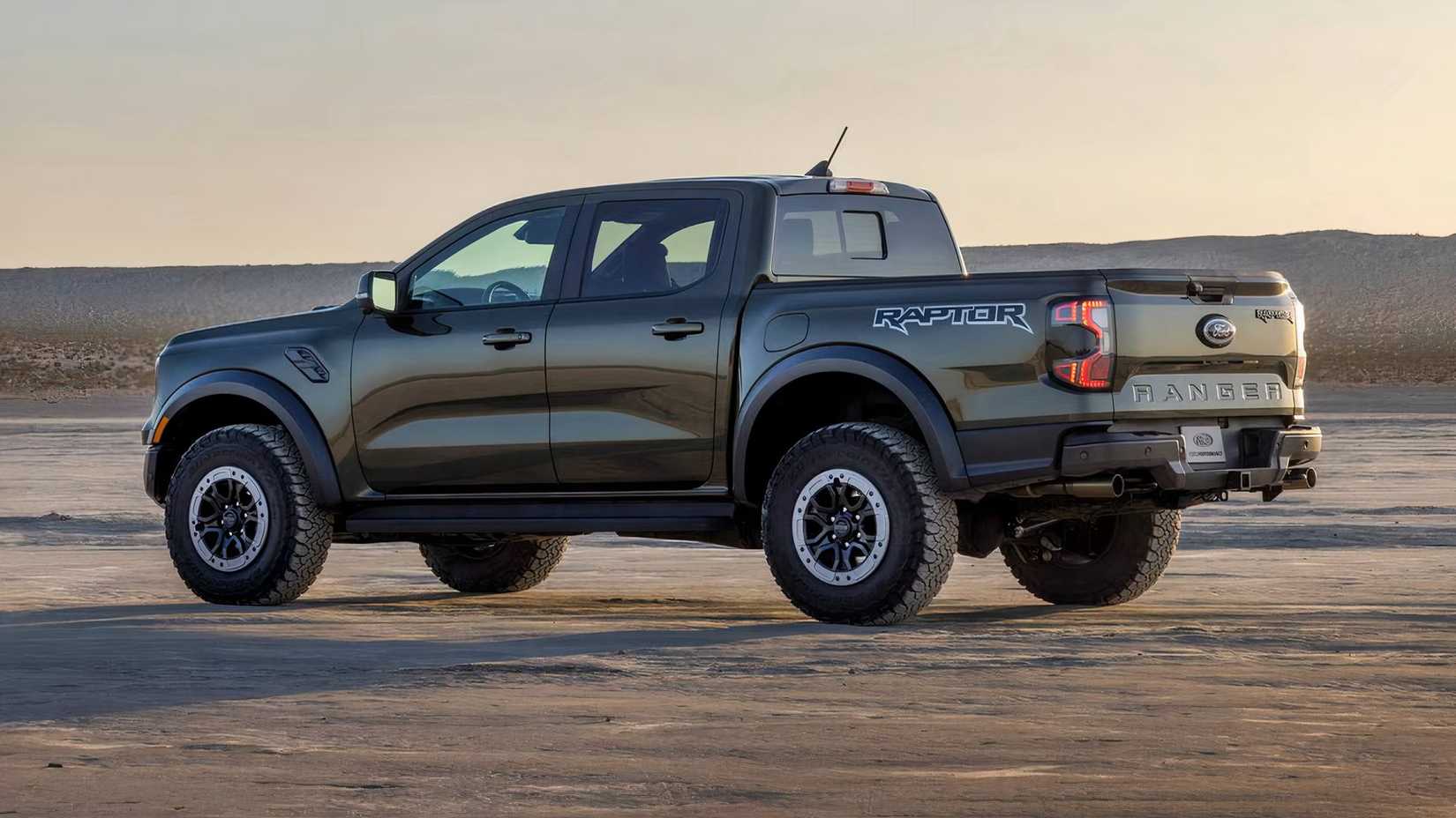 2025 Ford Ranger Raptor in black parked in desert
