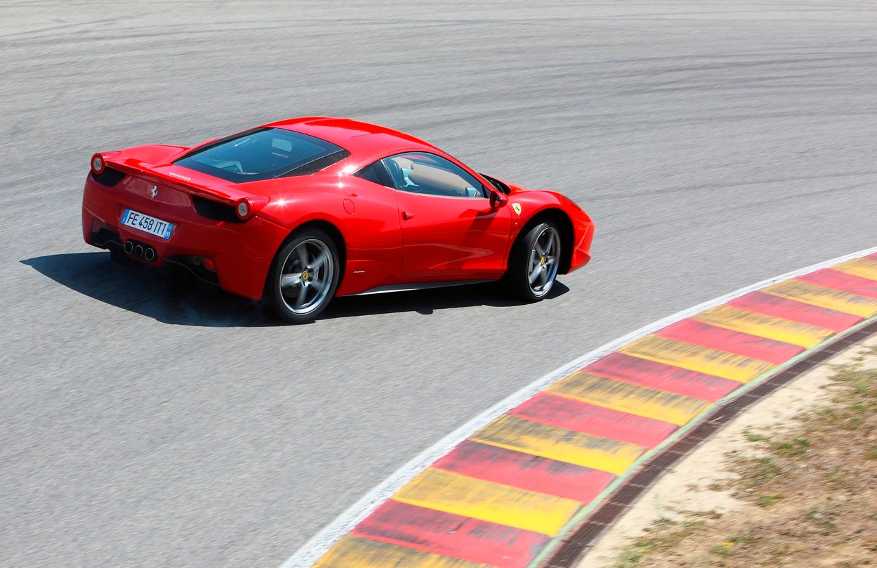 Ferrari 458 Italia driving on track