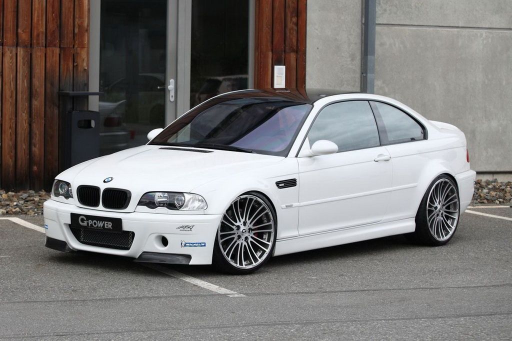 White BMW E46 M3 parked