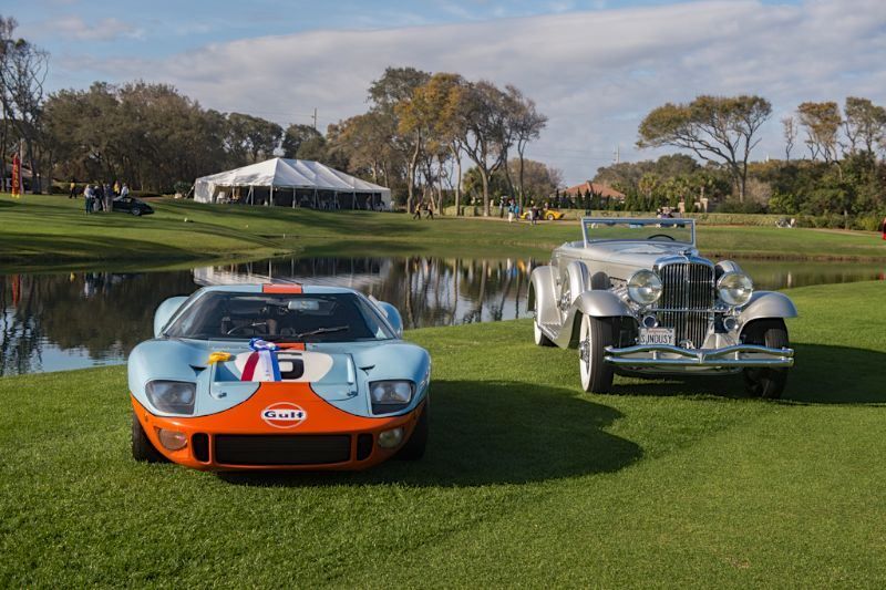 Ford GT40 parked in grass
