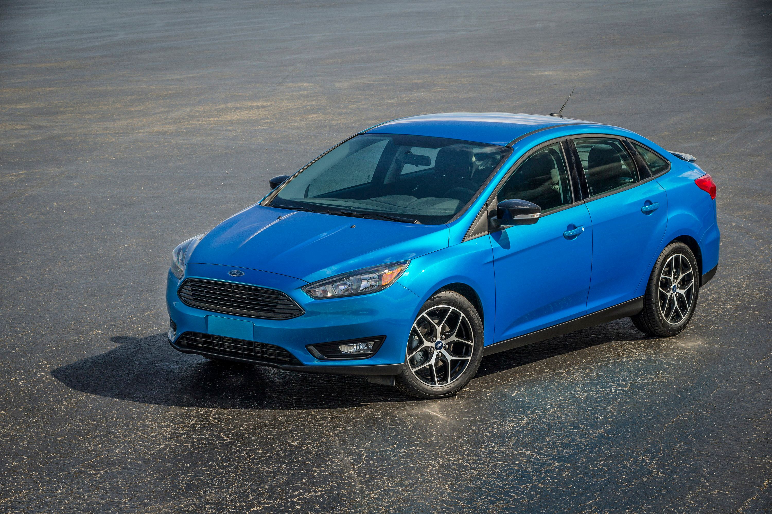 2015 Ford Focus Sedan parked sidways.