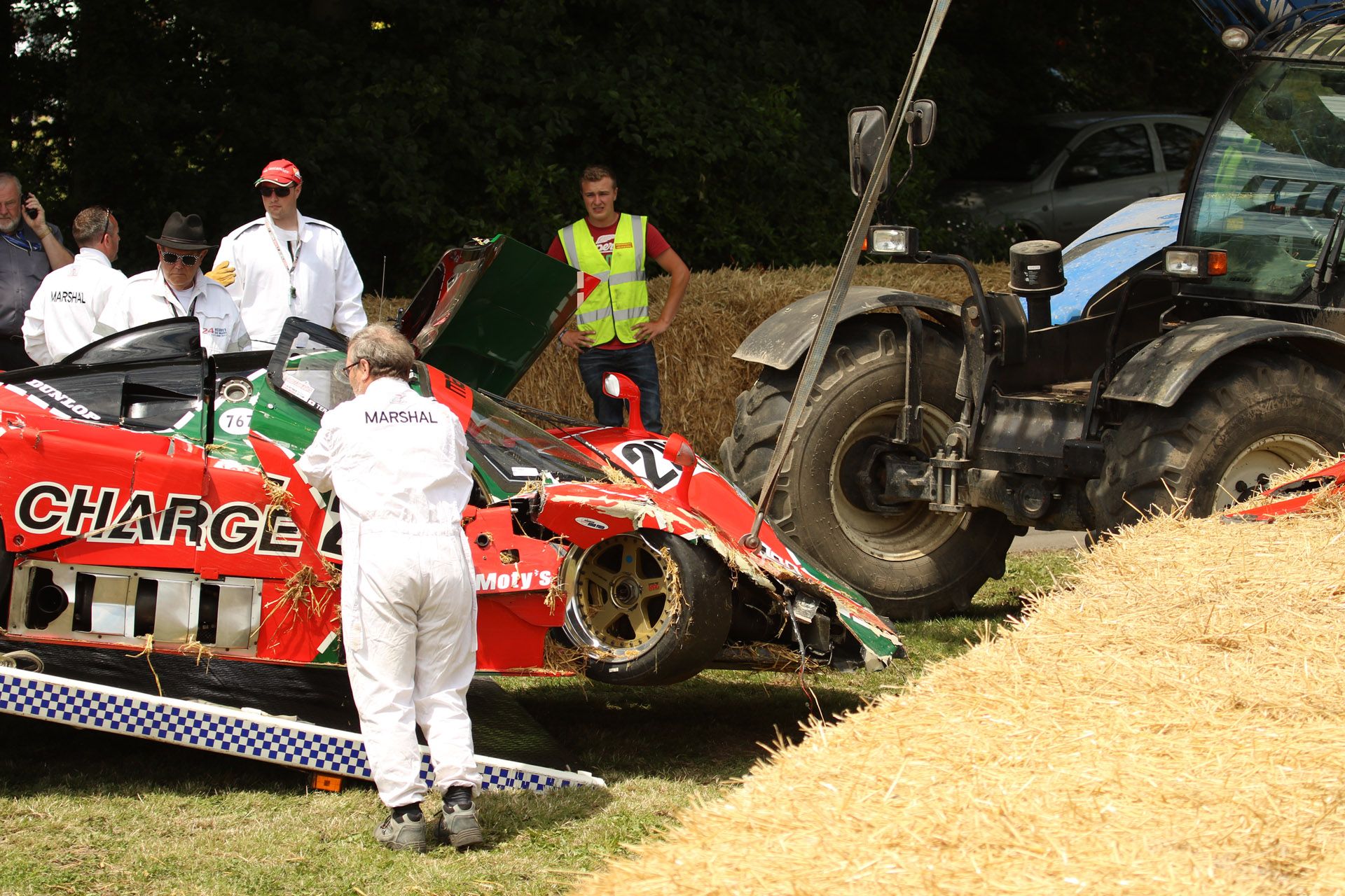 Mazda 767B Race Car Crashes At Goodwood