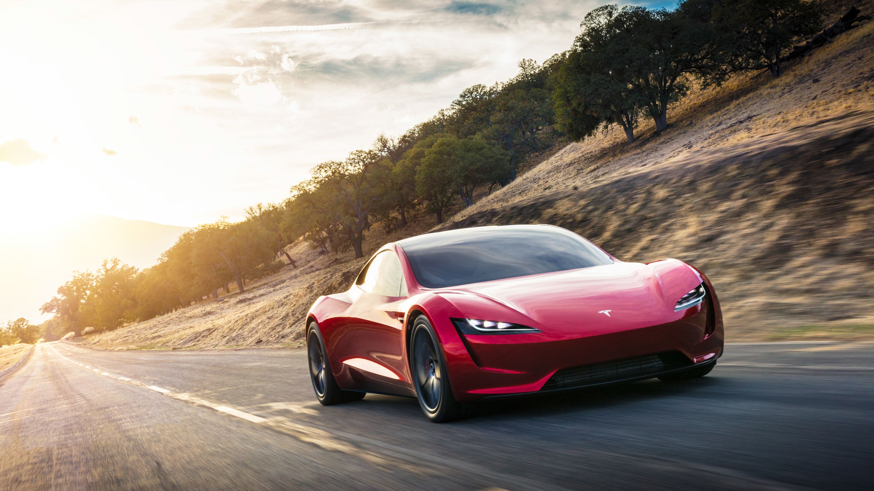 Red Tesla Roadster