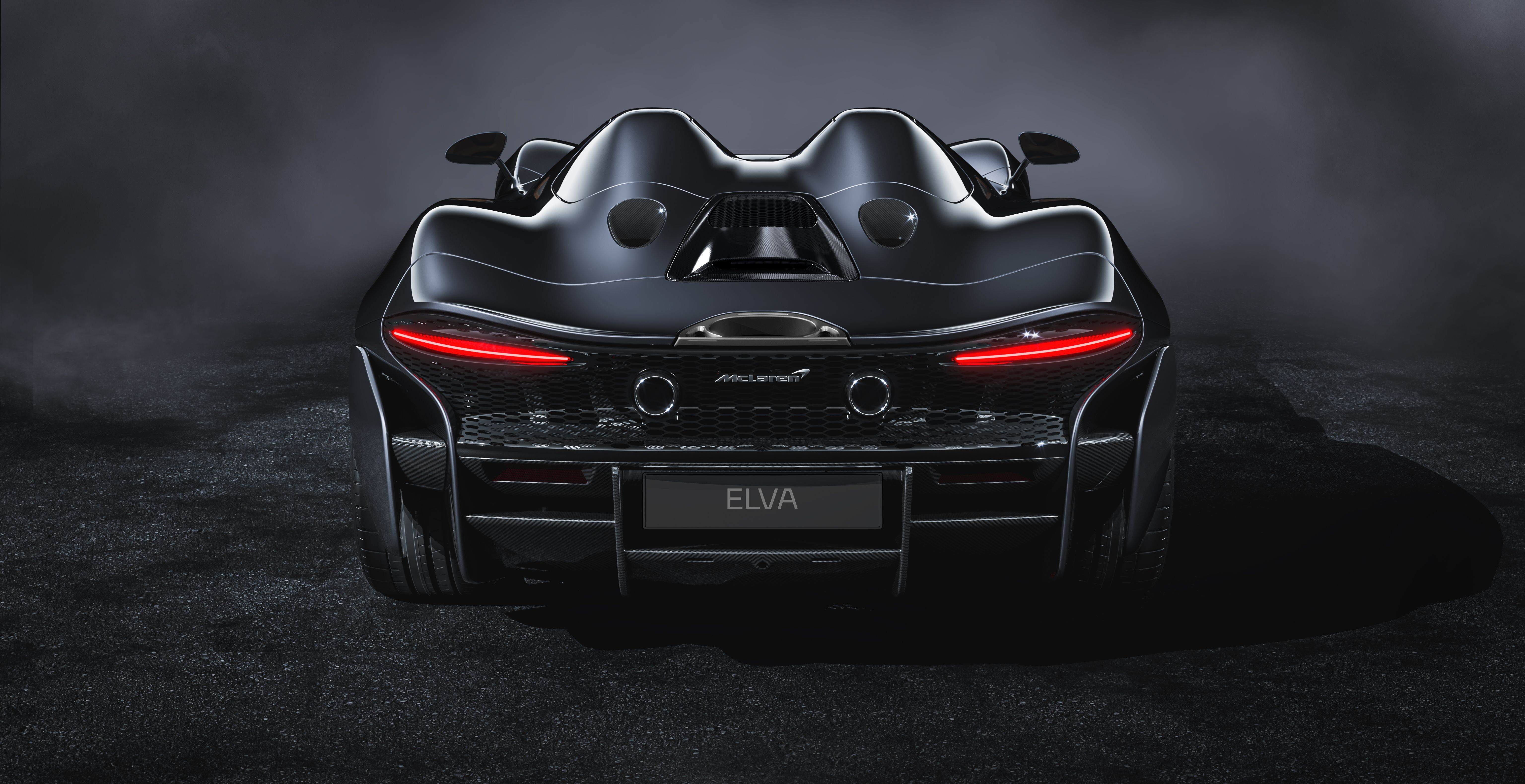 Black McLaren Elva rear