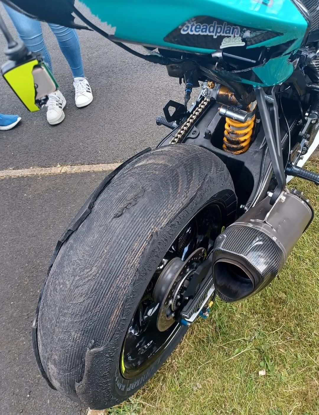 Rear Tire in Grass Explosion