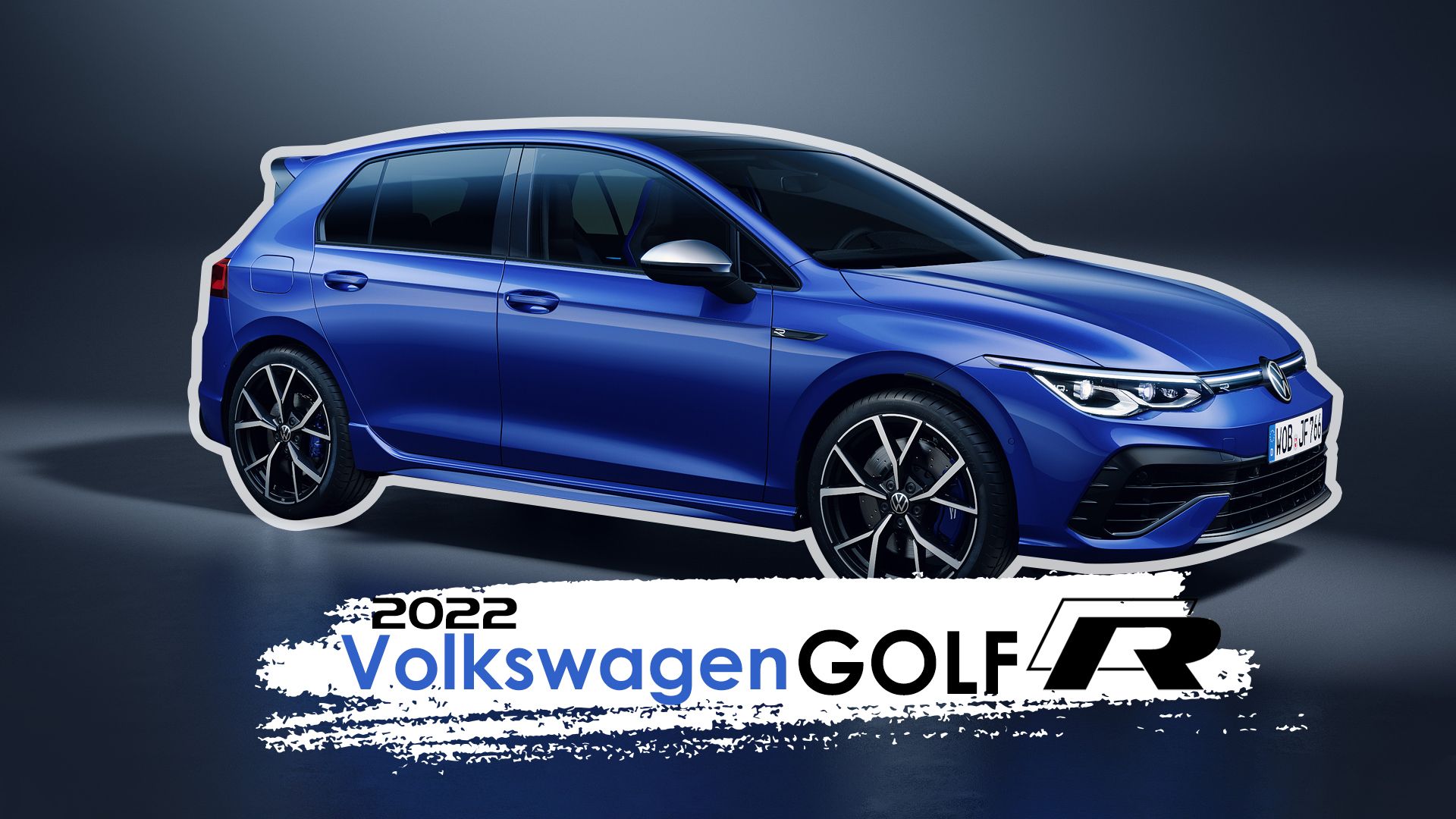 Blue Volkswagen Golf-R