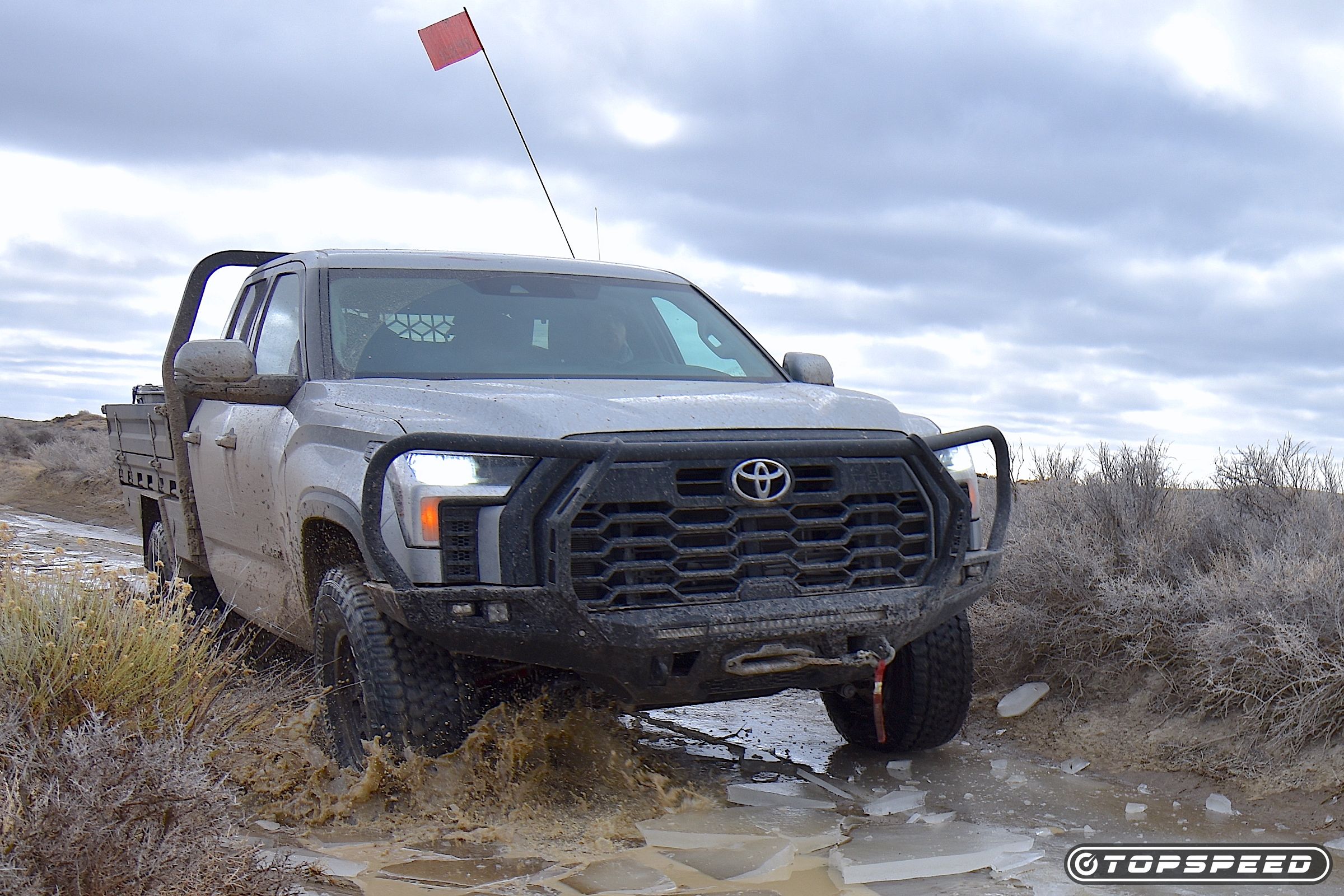 The Firestone Destination XT tires making light work of the ice and mud.