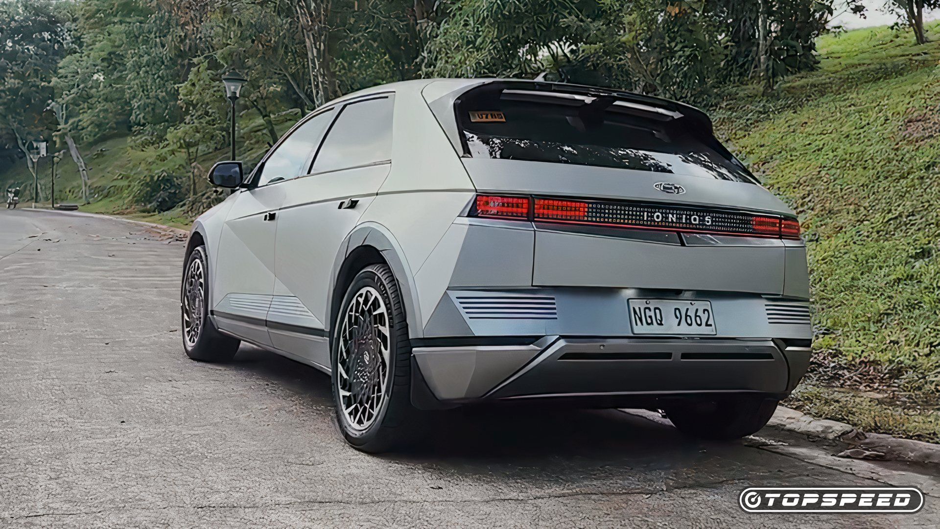 Rear 3/4 view of a 2023 Hyundai Ioniq 5